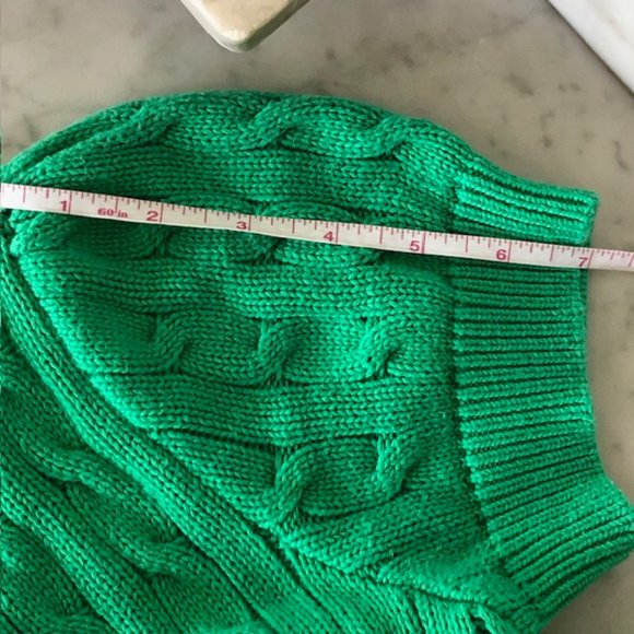 RALPH LAUREN Green Cable Short Sleeve Button Front V Neck Cotton Sweater… - Picture 15 of 17